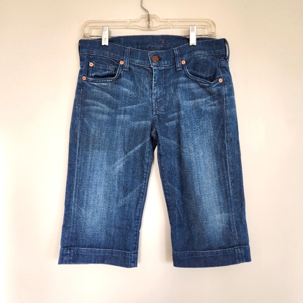 7 for all man kind dojo dark wash shorts